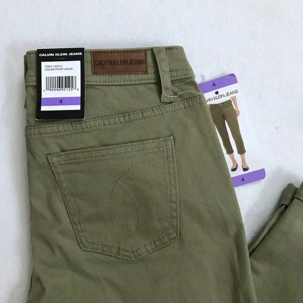 Calvin Klein NWT Olive Green Crop Jeans Women 4